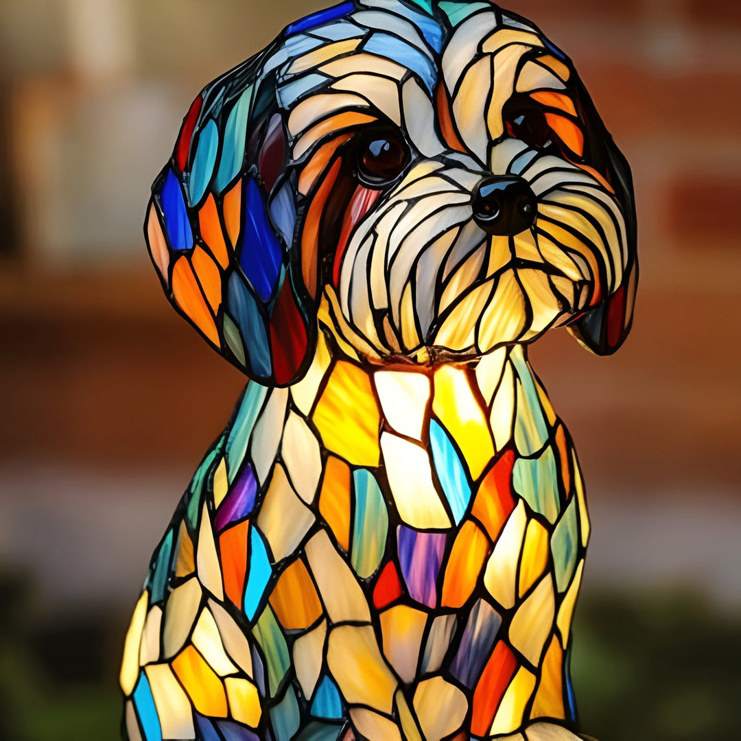 Papouille – Enchanting Colored Glass Dog Lamp