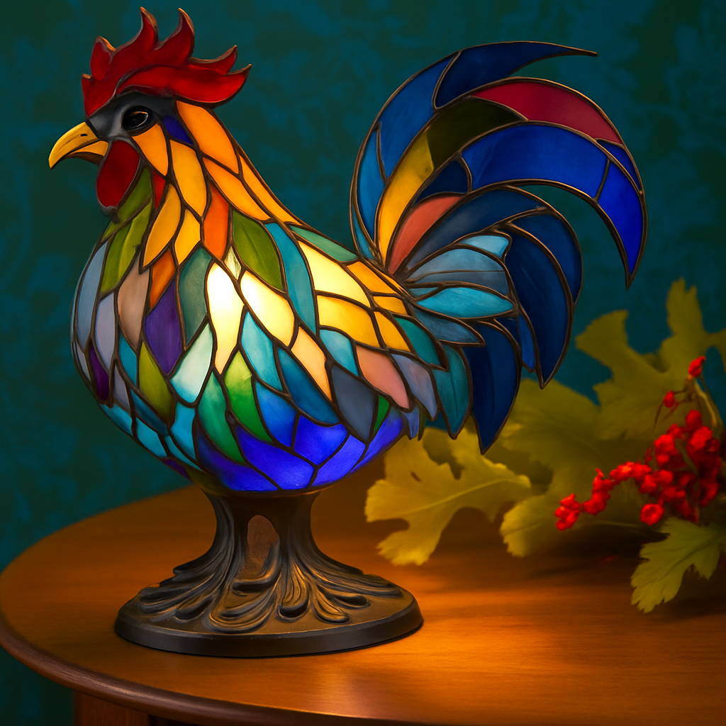 Cocotte – Vibrant Glass Rooster Lamp with Enchanting Illumination