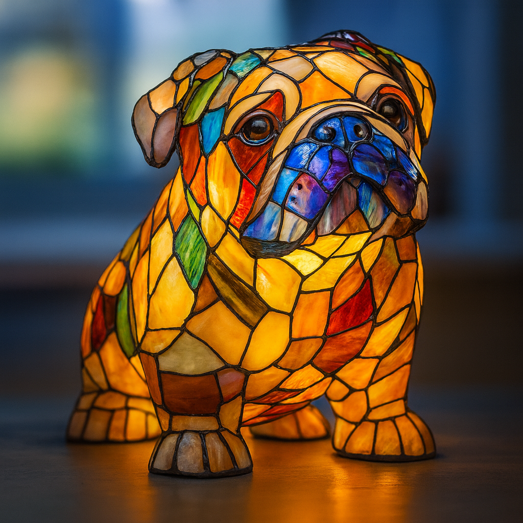 Noiraud – Enchanted Colored Glass Dog Lamp