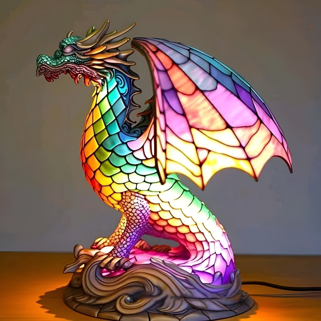 Gribouille – Enchanting Colored Glass Dragon Lamp