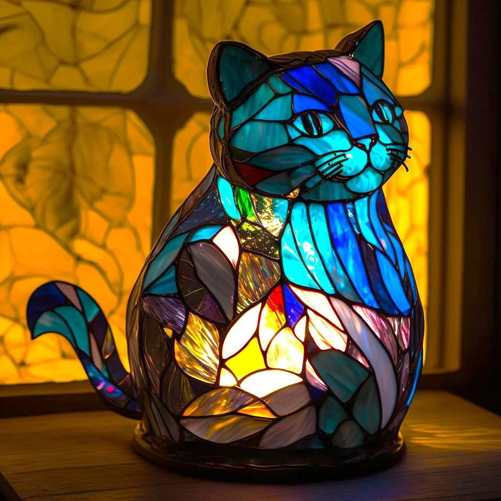 Nala – Enchanting Colored Glass Lamp for Cats