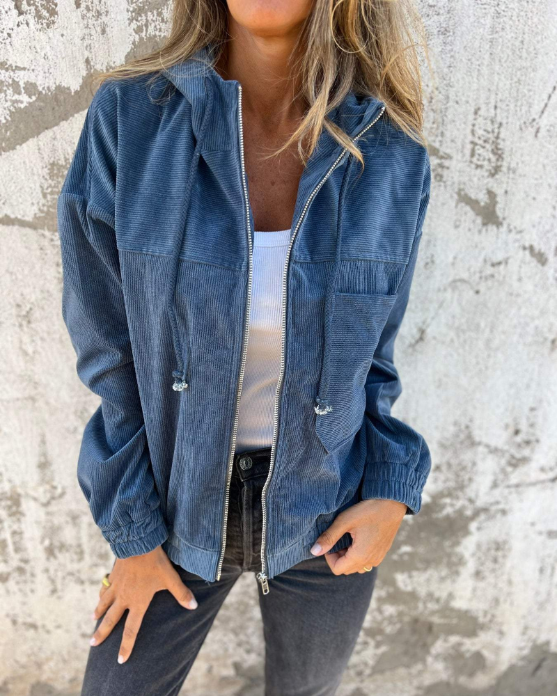Danna | Hooded Cord Jacket with Zipper