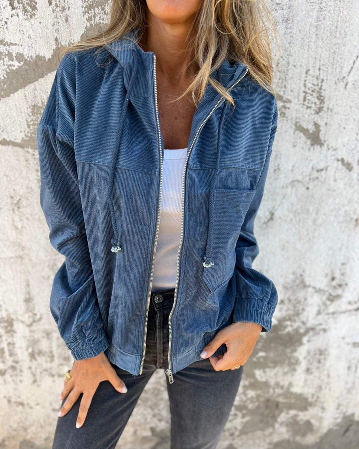 Danna | Hooded Cord Jacket with Zipper