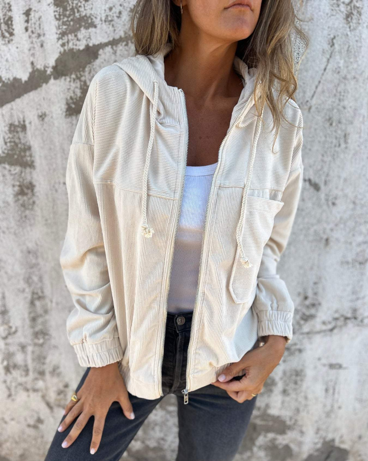 Danna | Hooded Cord Jacket with Zipper