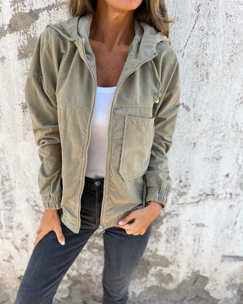 Danna | Hooded Cord Jacket with Zipper