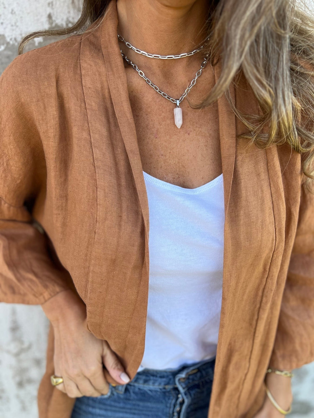 Ruffled Linen Cardigan