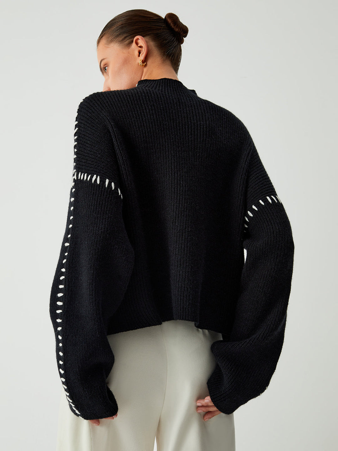 Alma | Chunky Turtleneck Sweater Featuring Piqué Accents