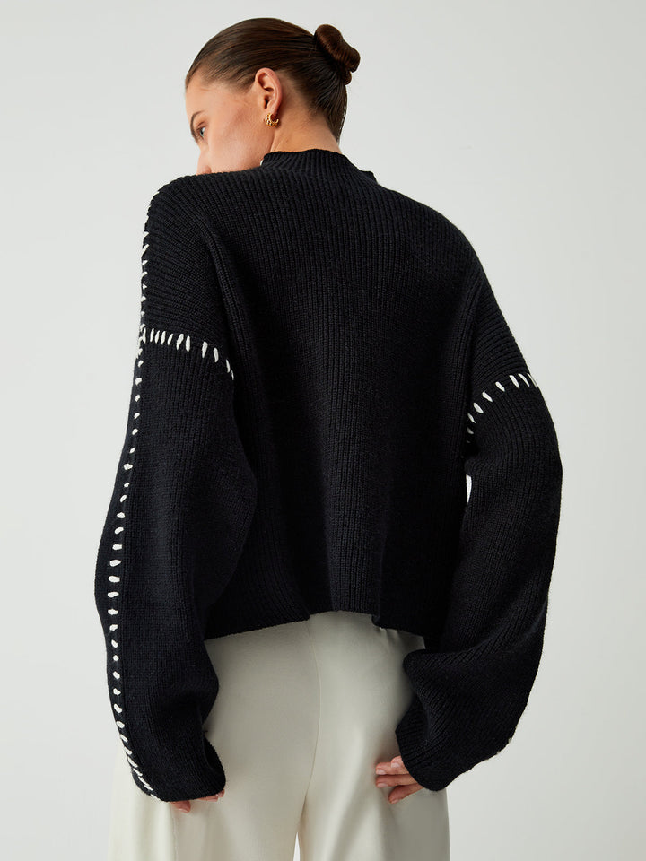 Alma | Chunky Turtleneck Sweater Featuring Piqué Accents