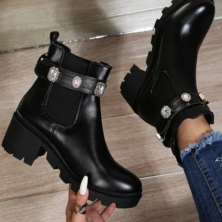 Elise | Crystal Rhinestone Ankle Boots