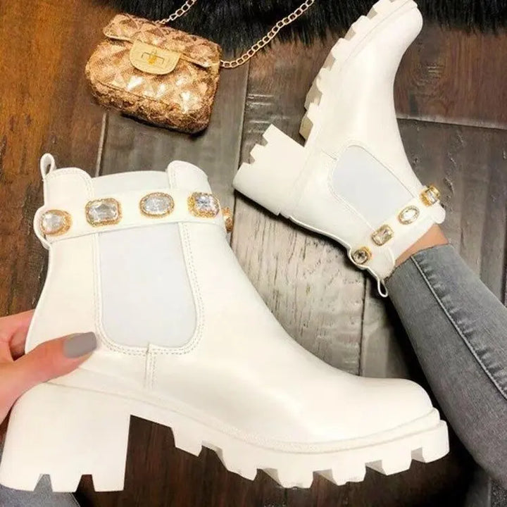 Elise | Crystal Rhinestone Ankle Boots