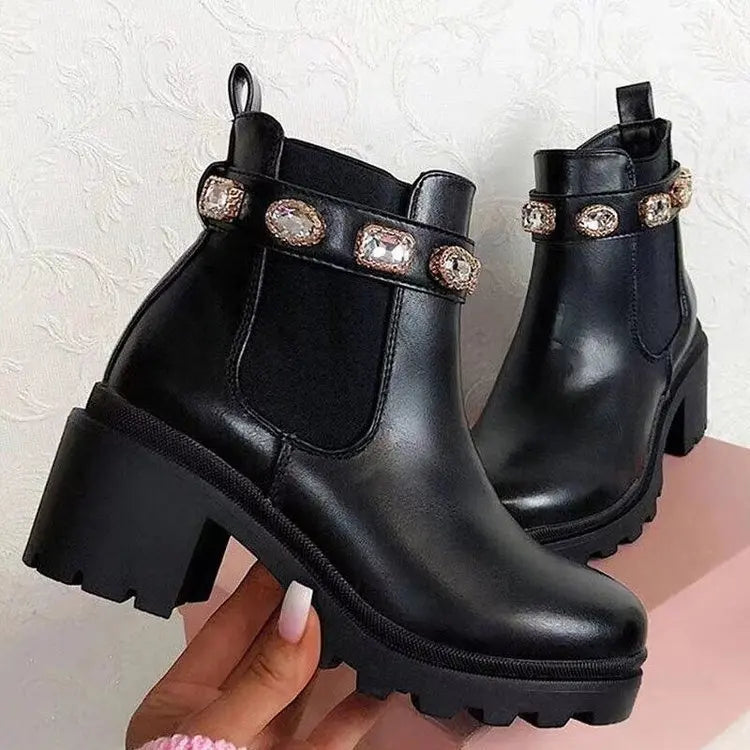 Elise | Crystal Rhinestone Ankle Boots