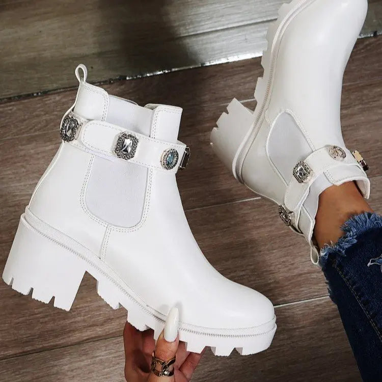 Elise | Crystal Rhinestone Ankle Boots