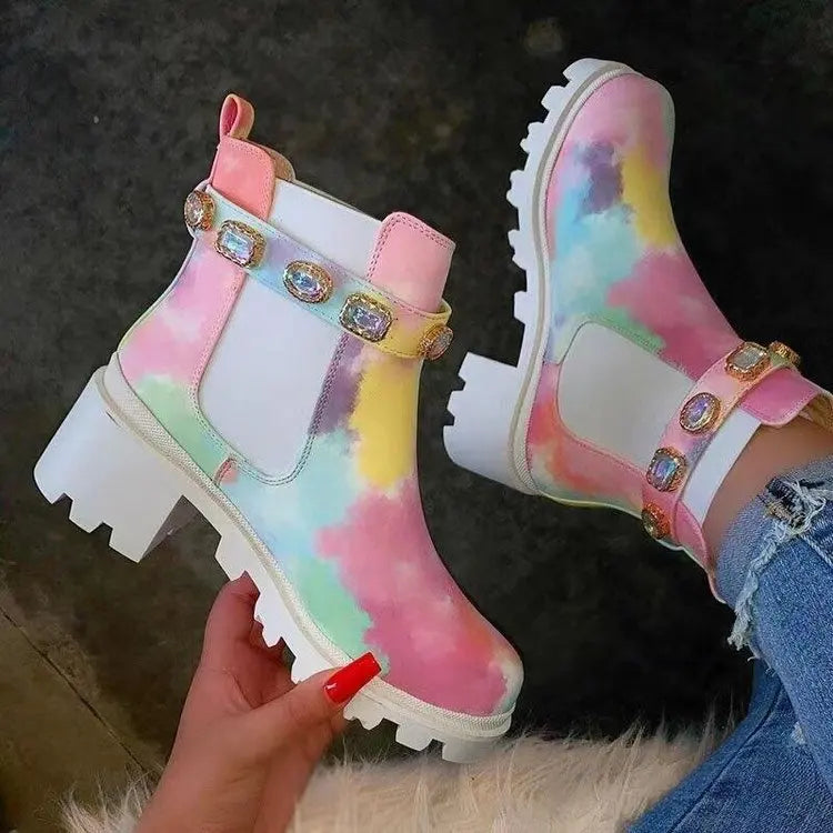 Elise | Crystal Rhinestone Ankle Boots