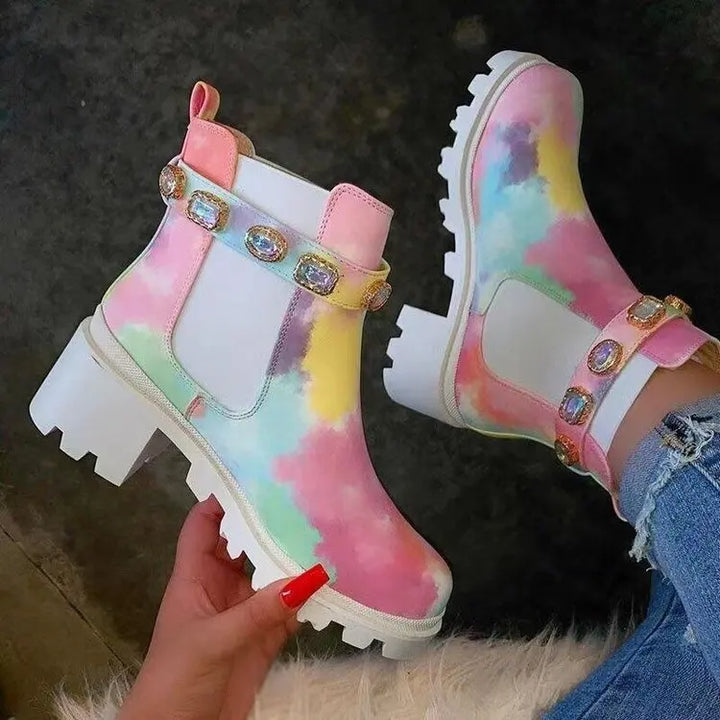 Elise | Crystal Rhinestone Ankle Boots