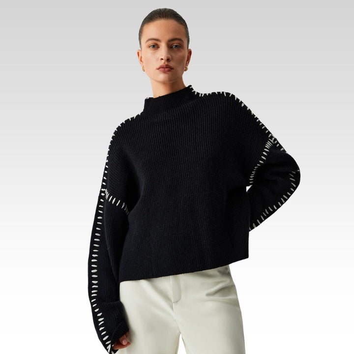 Alma | Chunky Turtleneck Sweater Featuring Piqué Accents