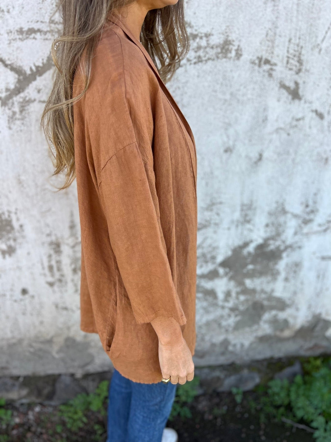 Ruffled Linen Cardigan